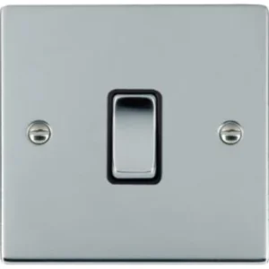 Hamilton Switch 1 Gang DP 20A 86X86mm Bri Chr/Bri Chrome Black Insert