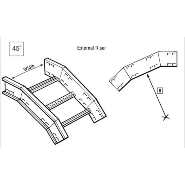 Unistrut Riser Module Unistrut Riser 45° Outside For Cable Ladder U12 600mm Steel Hot Dipd ...