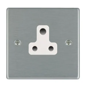 Hamilton Socket 1 Gang Unswitched 5A 88X88mm Satin Steel White Insert