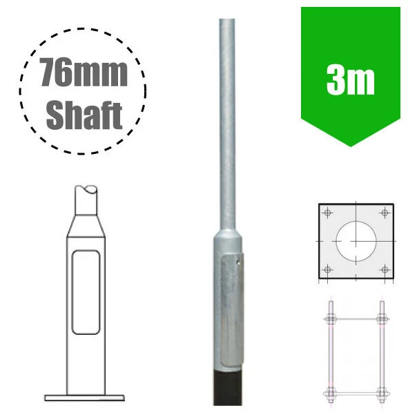 Newlec Lighting Column Lamppost Tubular Root Mount 3 Meter 76mm dia
