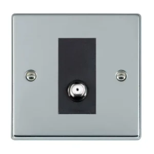 Hamilton Socket 1 Gang Satellite Isolated 88X88mm Bright Chrome Black Insert