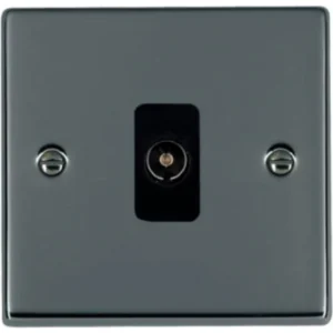 Hamilton Socket 1 Gang Tv Coax 88X88mm Black Nickel Black Insert