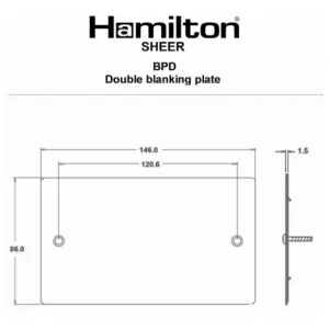 Hamilton Plate Blank Double 146X86mm Satin Brass