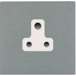 Hamilton Socket Unswitched 1 Gang 5A 86X86mm Satin Steel White Insert