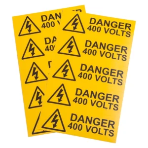 Easyfix Warning Label 'DANGER 400V' Self Adhesive 75 x 25mm Vinyl (Pack=10)