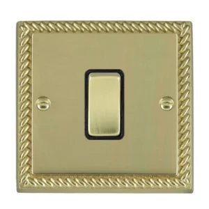 Hamilton Switch Rocker 1 Gang Intermediate 10A 88X88mm Polished Brass Black Insert