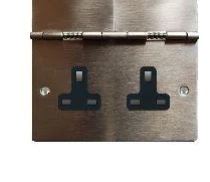 Hamilton Socket 2 Gang UnSwitched Floor 13A 94X144mm Satin Steel Black Insert