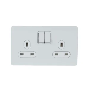 Schneider Electric Socket 2 Gang Single Pole Switched Screwless 13A Painted White White Insert