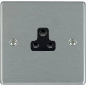 Hamilton Socket 1 Gang Unswitched 2A 88X88mm Satin Steel Black Insert