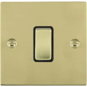 Hamilton Switch Rocker 1 Gang 2 Way 10A 86X86mm Polished Brass Black Insert