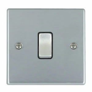 Hamilton Switch Rocker 1 Gang 2 Way 10A 88X88mm Satin Chr/Sat Chrome Black Insert