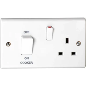 Deta Cooker Control Unit DP 13A Switched Socket&Neon 45A White Mould White Roc