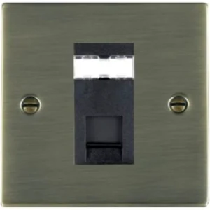 Hamilton Socket 1 Gang RJ45 Outlet 86X86mm Antique Brass Black Insert