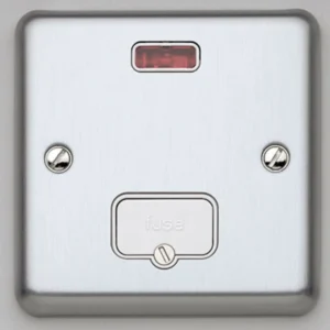 MK Electric Connection Unit 13A UnSwitched Fused With Neon 13A Brushed Stainless Steel