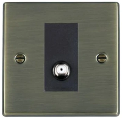 Hamilton Socket 1 Gang Satellite Isolated 88X88mm Antique Brass Black Insert - Image 2
