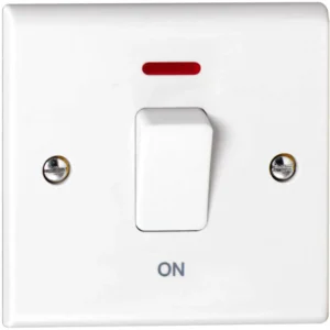 Deta Control Switch 1 Gang DP Neon 50A White Moulded White Rocker