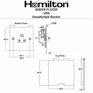 Hamilton Socket Unswitched 1 Gang 96X86mm Satin Brass White Insert