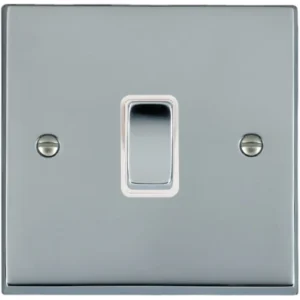Hamilton Switch Rocker 1 Gang 2 Way 10A 88X88mm Bright Chrome White Insert