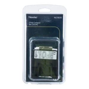 Newlec Contactor 3 Pole 1 Normally Open AC3 Rating 18A 230V AC Black