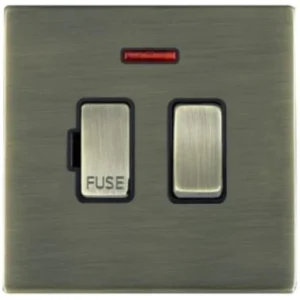 Hamilton Connection Unit Fused Neon 86X86mm Antique Brass Black Insert