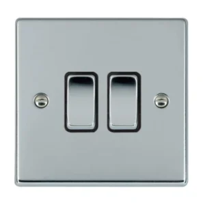 Hamilton Switch Rocker 2G Intermediate 10A 88X88mm Bri Chr/Bri Chrome Black Insert