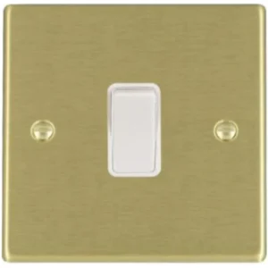 Hamilton Switch Rocker 1 Gang 2 Way 10A 88X88mm Satin Brass White Insert