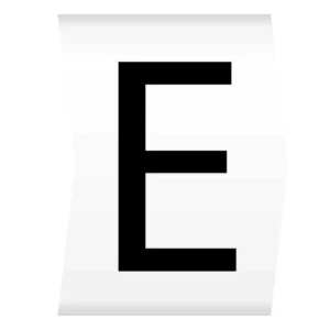 Easi-Lok Letter E Black on White - Easi-Lok Chevron Cut Boxed Slide-On Cable Markers for 2.8-5mm Dia.
