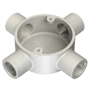 Newlec 25mm Steel Conduit X/Intersection Box 4 Way Malleable Galvanised Steel