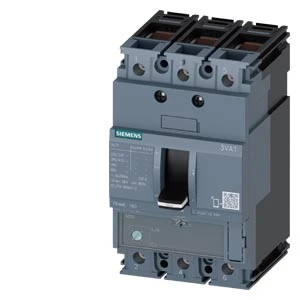 Siemens Circuit Breaker 3VA1 IEC Frame 160 Breaking Capacity Class S Icu=36kA @ 415V 3-Pole, Line Protection TM220, ATFM, In=100A Overload Protection Ir=70A..