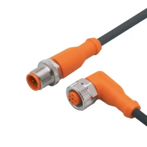 IFM 250VAC/300VDC Straight-Angled Patchcord M12 PUR 1m Nickel-Plated Orange
