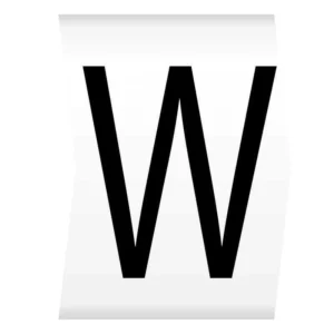 Easi-Lok Letter W Black on White - Easi-Lok Chevron Cut Boxed Slide-On Cable Markers for 2.8-5mm Dia.