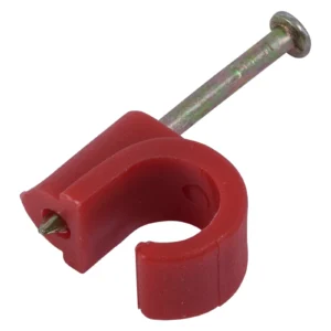 Newlec Nail in Round Cable Clip Red for 9-11mm Diameter Cables [Pack=100]