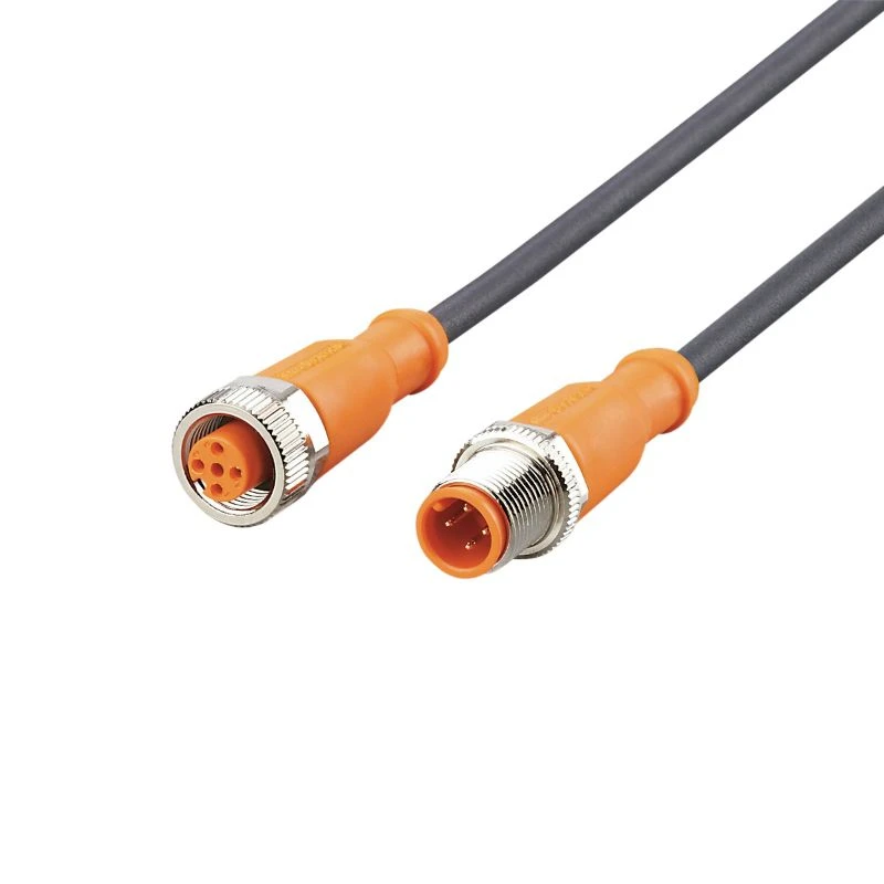 IFM 250VAC/300VDC Straight-Straight Patchcord M12 PUR 5m Nickel-Plated Orange