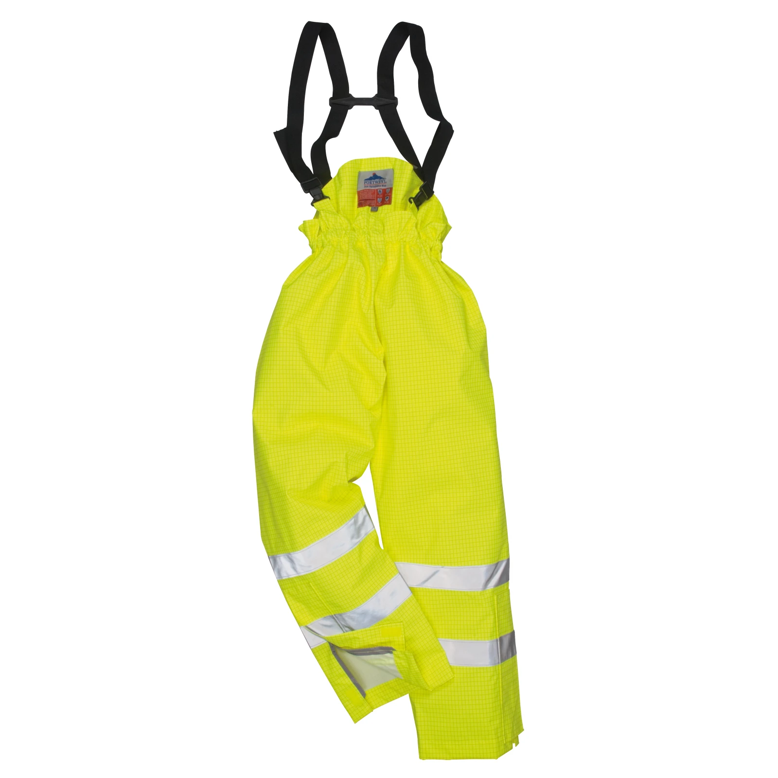 Portwest Bizflame Unlined Hi-Vis FR Rain Trousers Regular Fit XL Yellow - Image 2