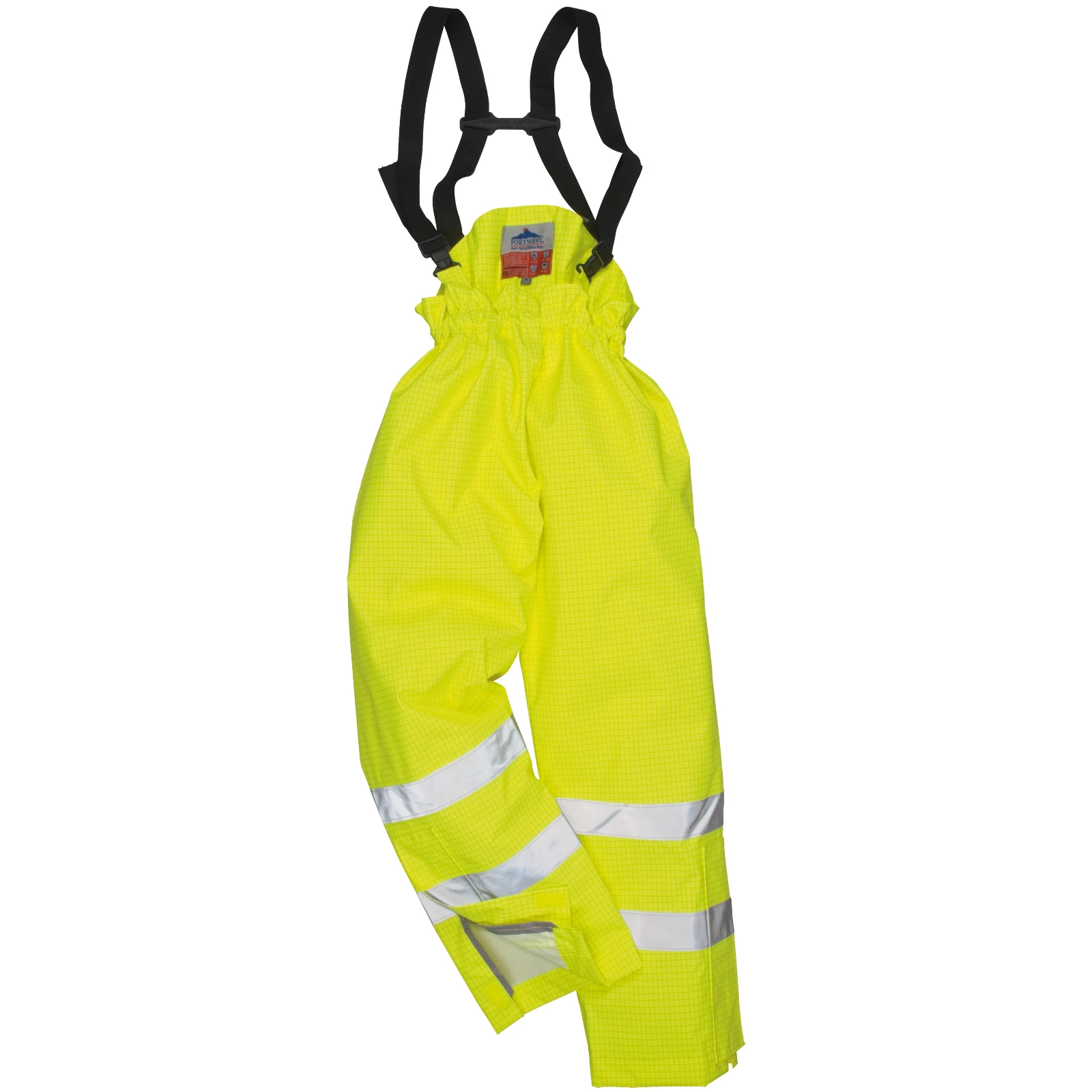 Portwest Bizflame Unlined Hi-Vis FR Rain Trousers Regular Fit XL Yellow - Image 4