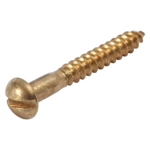 Newlec No6 x 1 Inch Slotted Round Head Brass Screw