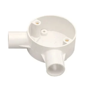 MK Electric Circular Box Angle 2 Way 25mm White PVC-U
