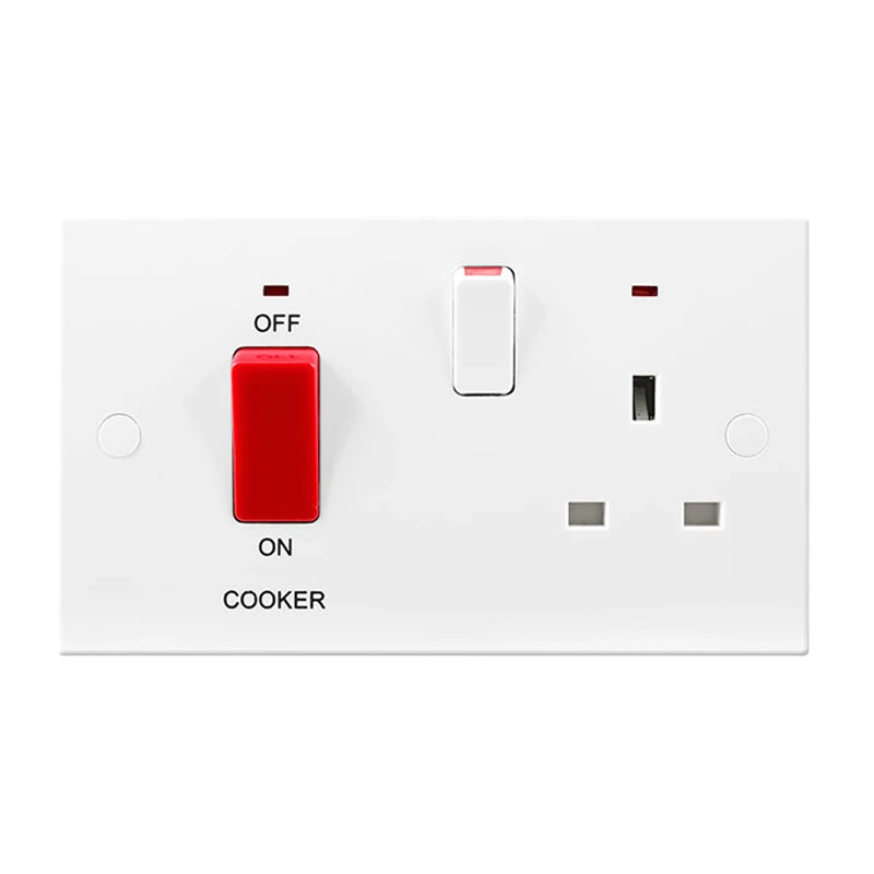 Luceco Cooker Control Unit DP Socket&Neon 45A White