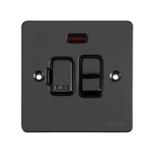 Schneider Electric Ultimate Flat plate, switched fused connection, neon, black nickel