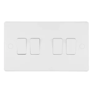 Schneider Electric Ultimate Slimline Plate Switch 4-Gang 2-Way 16A 230VAC White