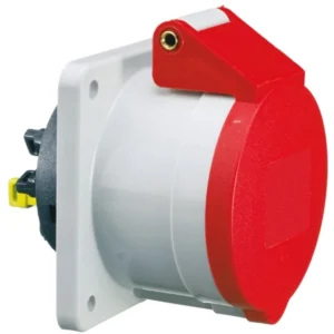 CEENorm Socket Straight Panel 3P+N+E IP44 32A 415V 75X75mm Red