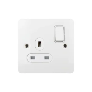 Schneider Electric Ultimate Flat plate, switched socket, 1 gang, white metal