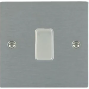 Hamilton Switch Rocker 1 Gang Intermediate 10A 86X86mm Satin Steel/Satin Steel White Insert