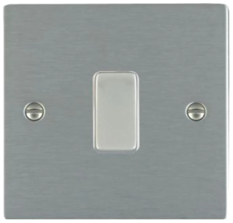 Hamilton Switch Rocker 1 Gang Intermediate 10A 86X86mm Satin Steel/Satin Steel White Insert