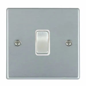 Hamilton Switch Rocker 1 Gang Intermediate 10A 88X88mm Satin Chr/Sat Chrome White Insert
