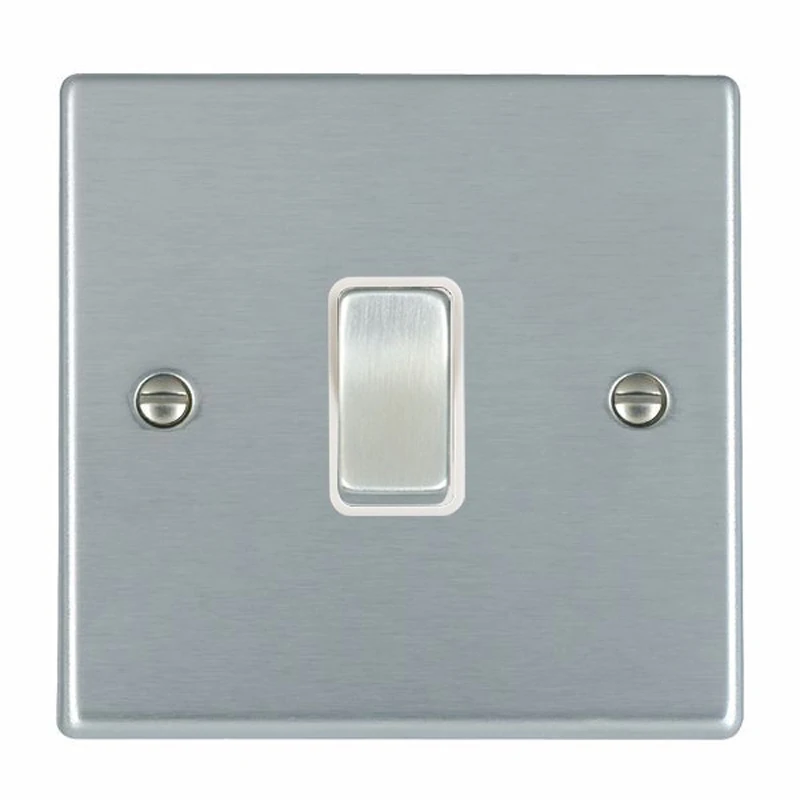 Hamilton Switch Rocker 1 Gang Intermediate 10A 88X88mm Satin Chr/Sat Chrome White Insert