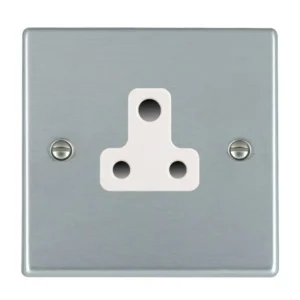 Hamilton Socket 1 Gang Unswitched 5A 88X88mm Satin Chrome White Insert
