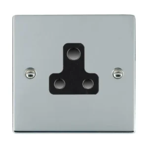 Hamilton Socket 1 Gang Unswitched 5A 86X86mm Bright Chrome Black Insert