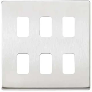 MK Electric Front Plate 6 Module Brushed Stainless Steel