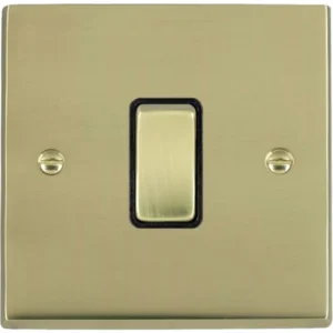 Hamilton Switch Rocker 1 Gang 2 Way 10A 88X88mm Polished Brass Black Insert